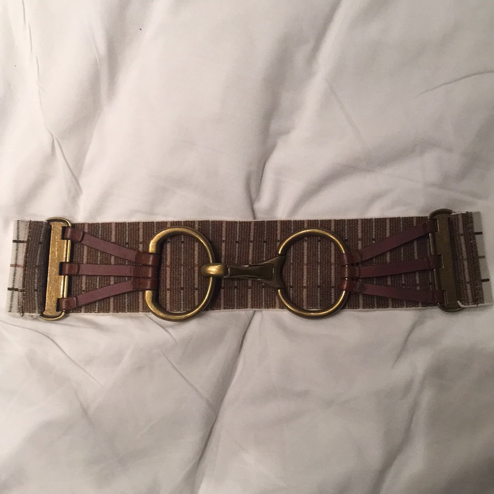 Leather and fabric high waisted belt